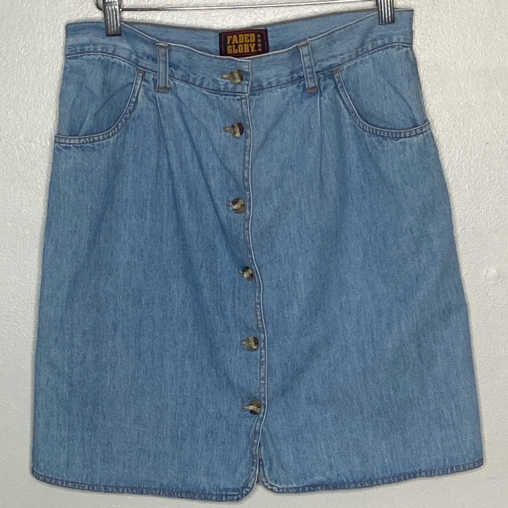 Faded Glory Blue Denim Mini Skirt